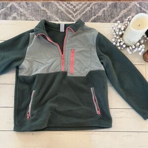 Te Verde Green and Gray Fleece Hoodie with Pink Zippers